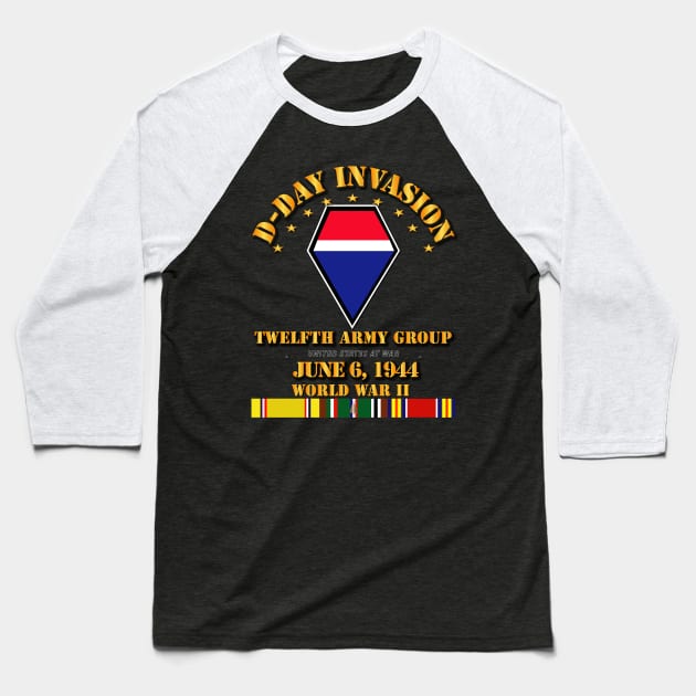 12th Army Group - D Day w Svc Ribbons Baseball T-Shirt by twix123844
